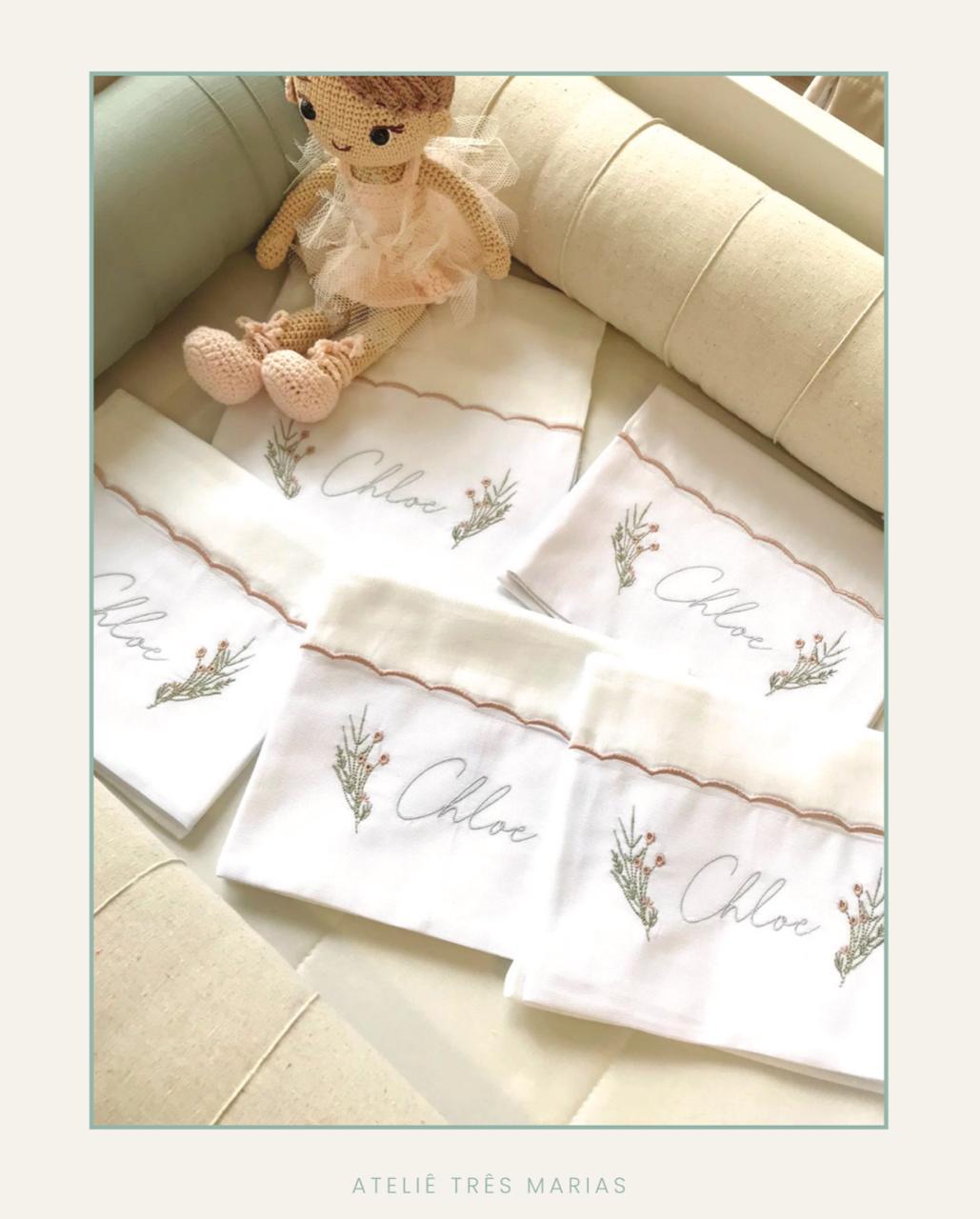 Fralda Bordada Flores