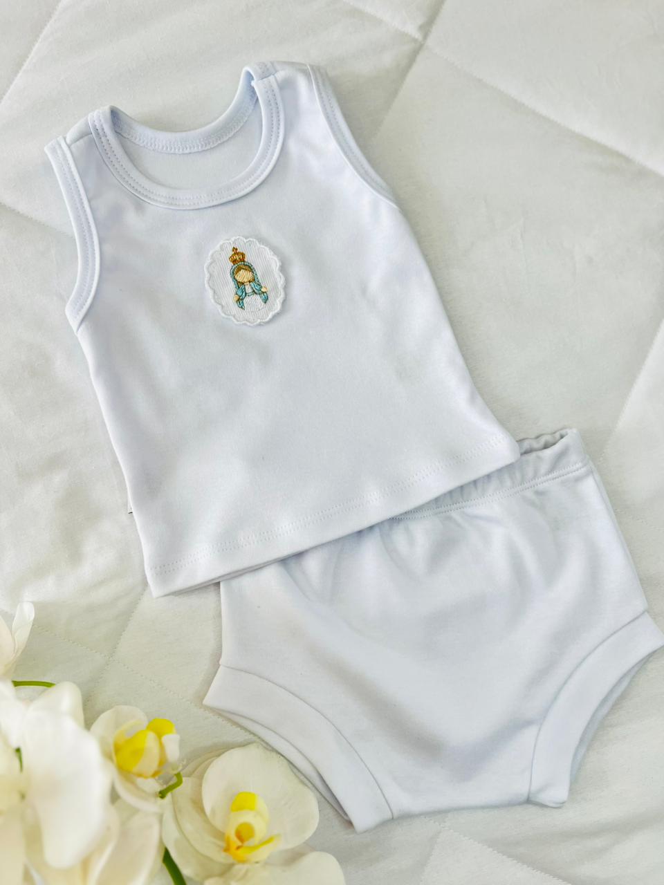 Conjunto regata com tapa fraldas Nossa Senhora de Fátima
