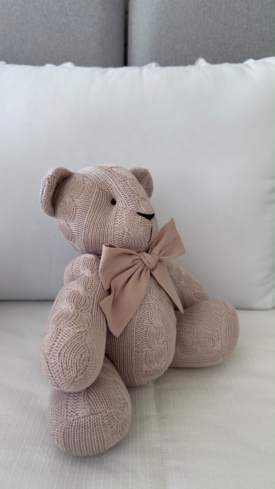 Urso em Tricô Rosa- tamanho P