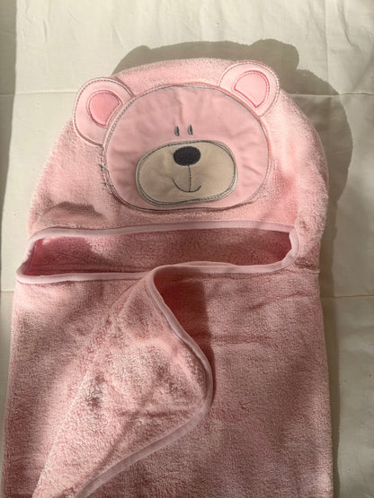 Toalha capuz ursinho rosa