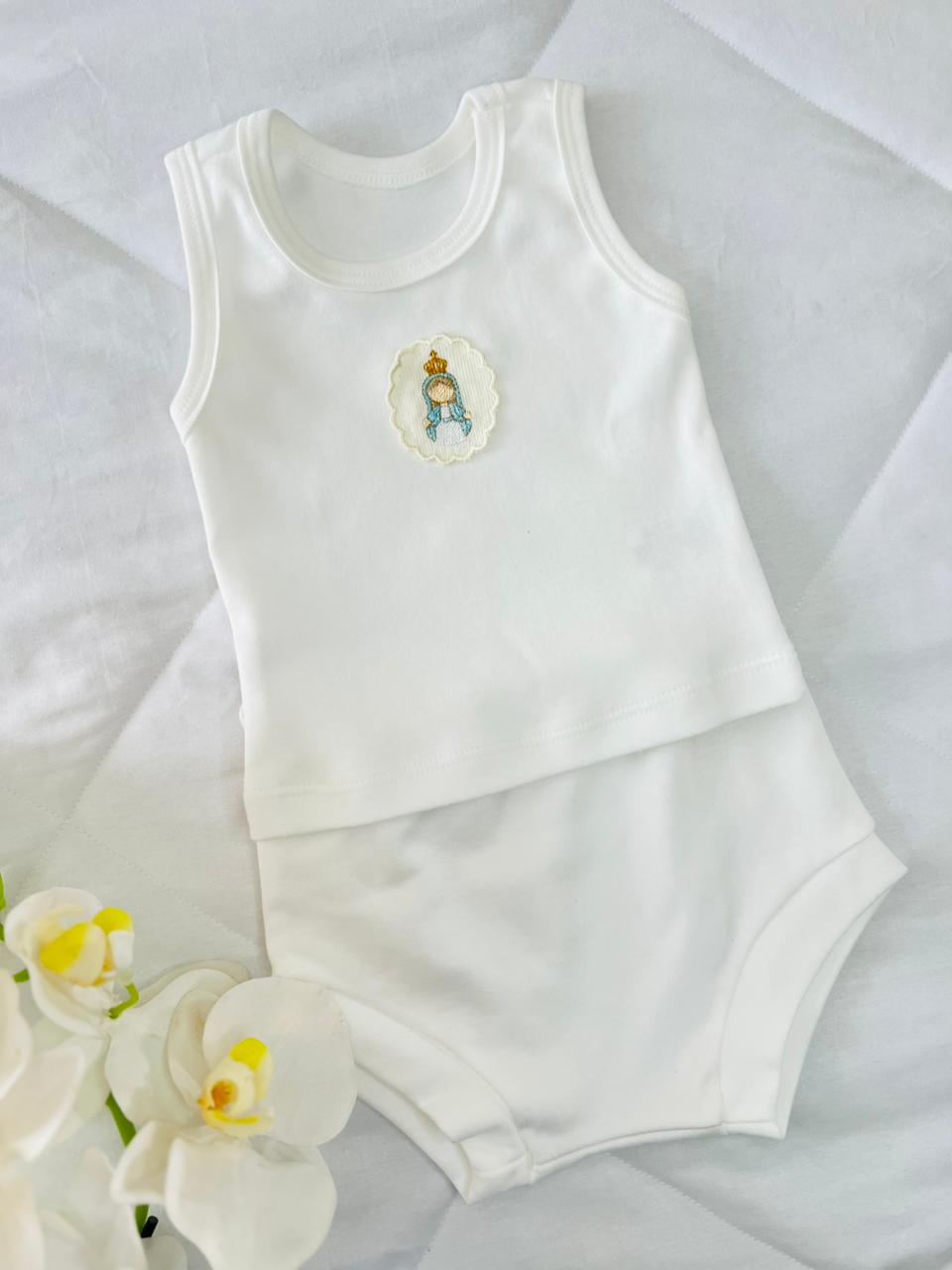 Conjunto regata com tapa fraldas Nossa Senhora de Fátima