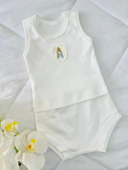Conjunto regata com tapa fraldas Nossa Senhora de Fátima