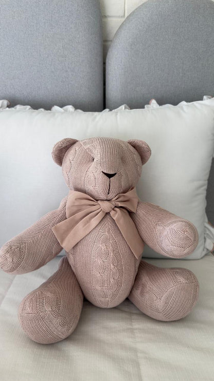 Urso em Tricô Rosa Seco - tamanho G
