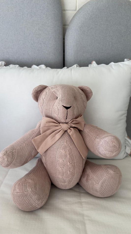 Urso em Tricô Rosa Seco - tamanho G
