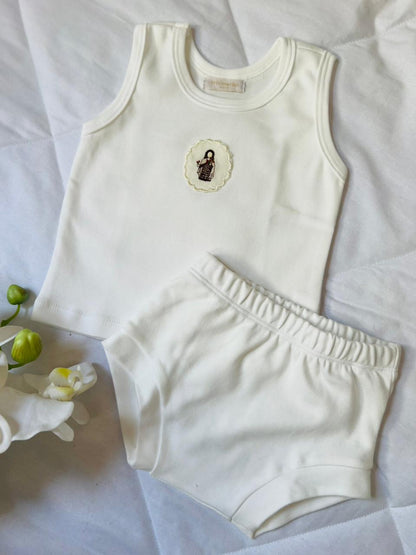 Conjunto regata com tapa fraldas Santa Terezinha