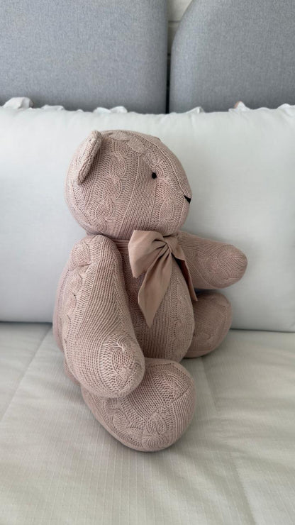 Urso em Tricô Rosa Seco - tamanho G