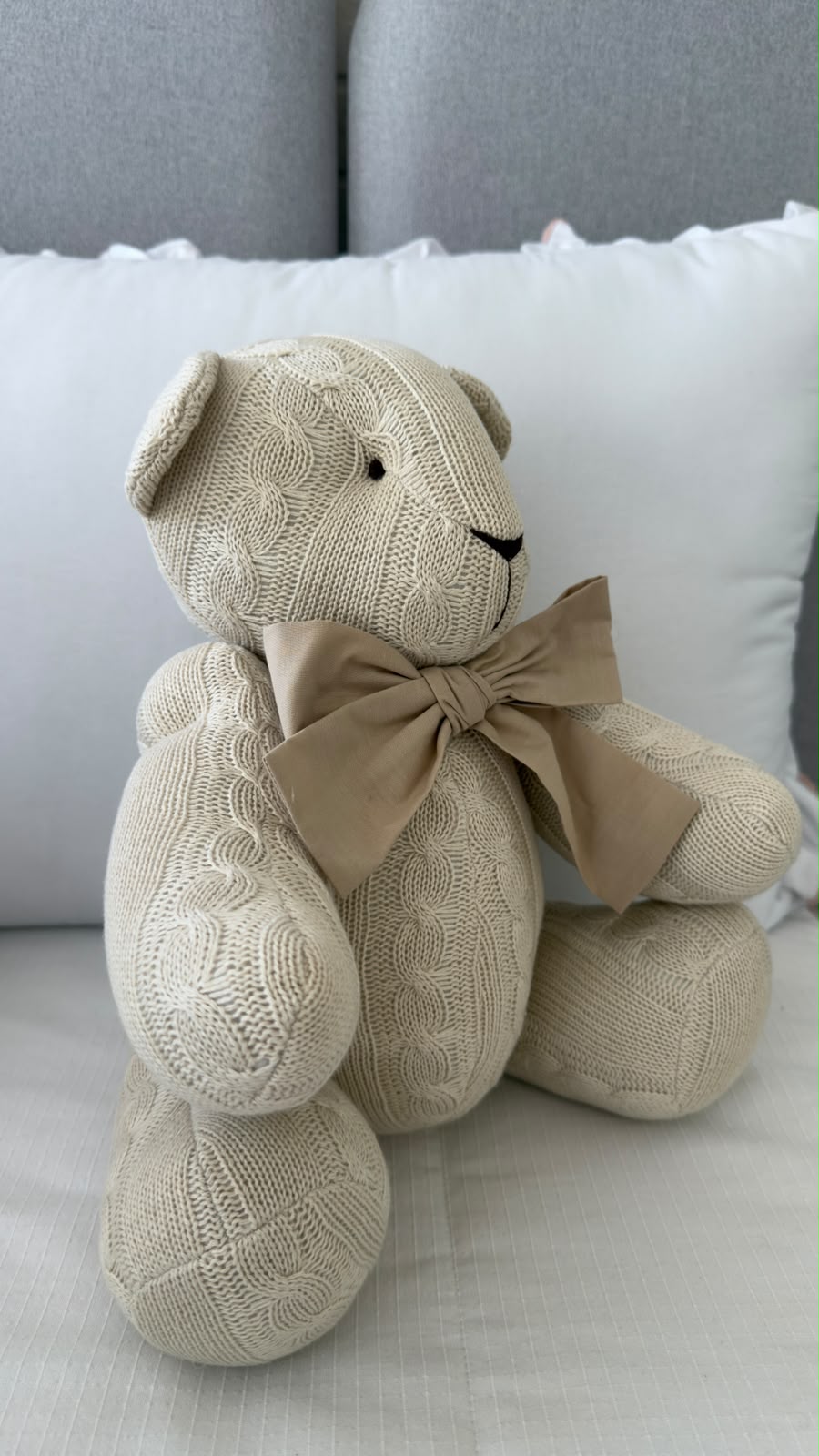 Urso em Tricô Bege - tamanho G