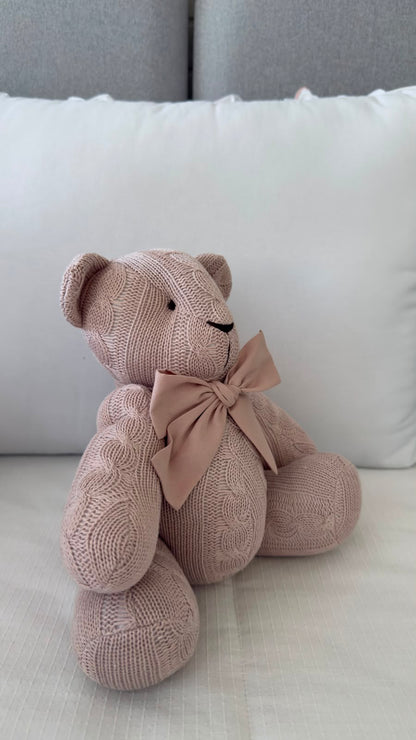 Urso em Tricô Rosa- tamanho P